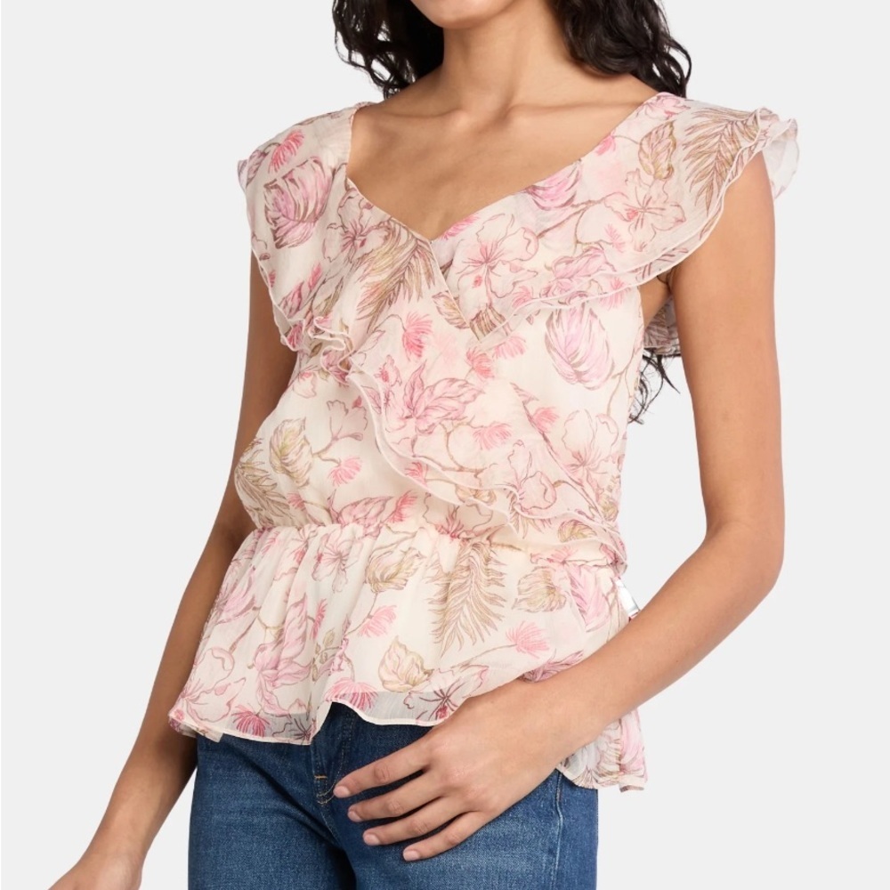 TIME & TRU RUFFLE WRAP CHIFFON BLOUSE TOP SHIRT NEW
